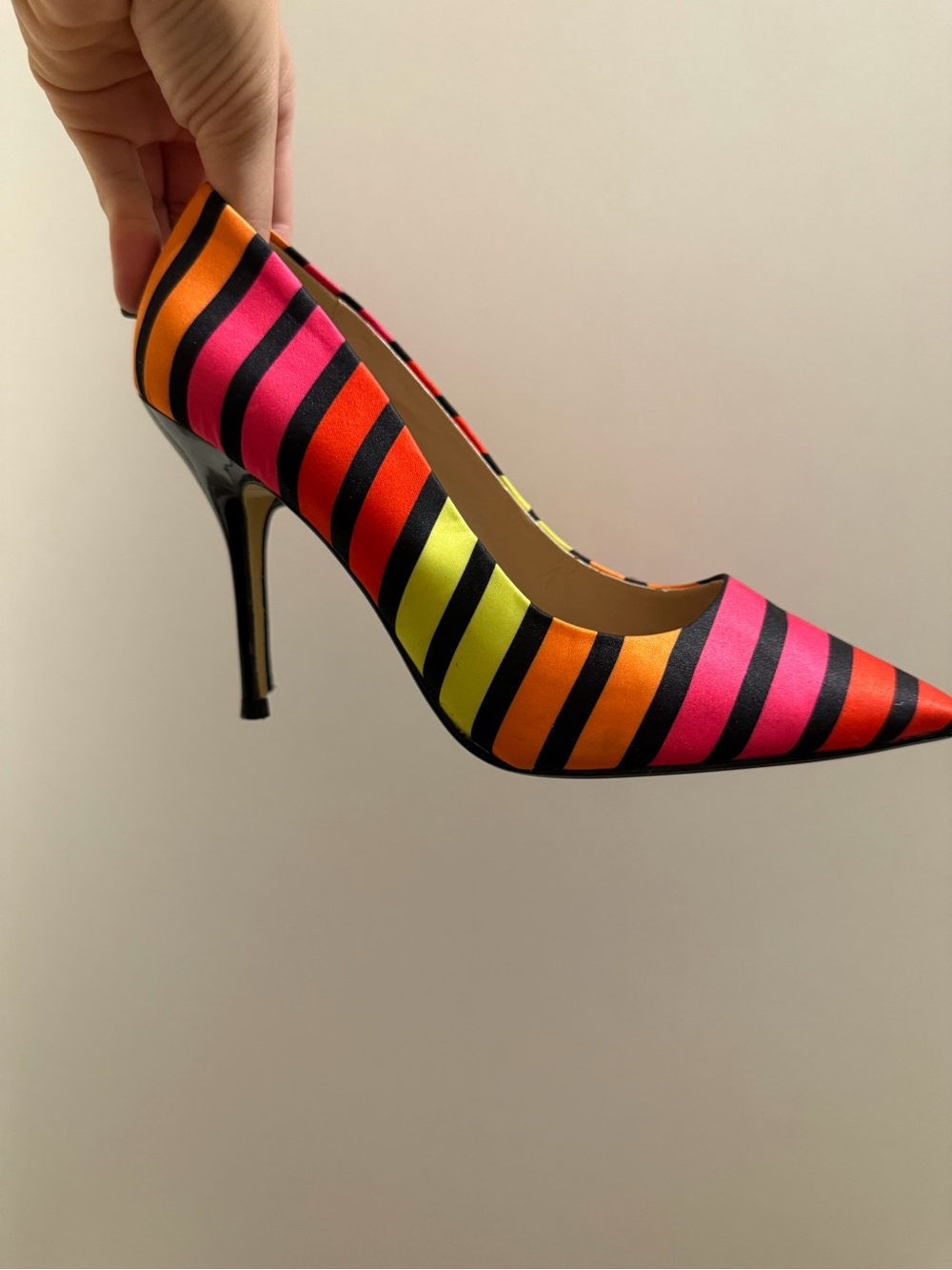 Worthington Multicolor Striped Pointed-Toe Pump — Pink, Orange, Yellow, Black